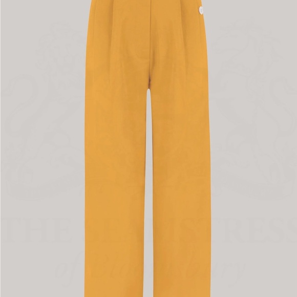 SOLD Retro Pants 40s Style Gold Wide Leg M L UK 12 Seamstress Of Bloomsbury - Picture 2 of 10